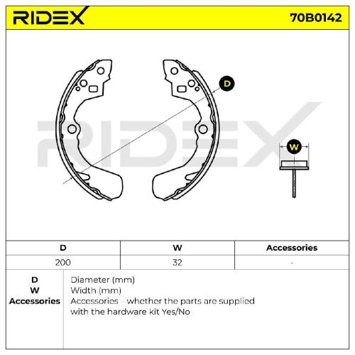 RIDEX Bremsbacken Satz für Trommelbremse Hinten ohne Hebel für SUZUKI SWIFT III Bild RIDEX Bremsbacken Satz für Trommelbremse Hinten ohne Hebel für SUZUKI SWIFT III