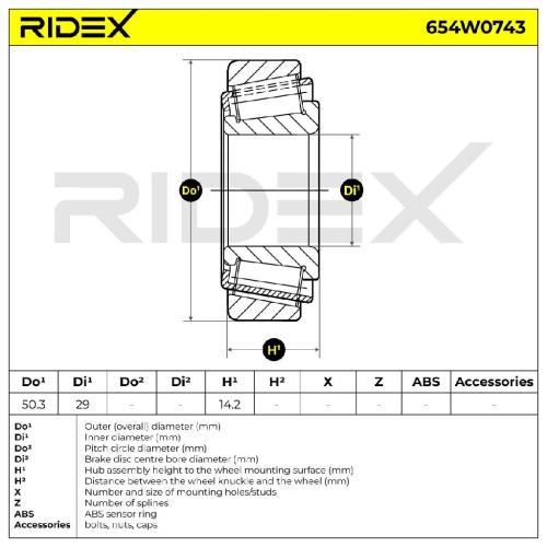 RIDEX 654W0743 Radlagersatz pro 1 Rad Vorne und Hinten Kegelrollenlager Bild RIDEX 654W0743 Radlagersatz pro 1 Rad Vorne und Hinten Kegelrollenlager