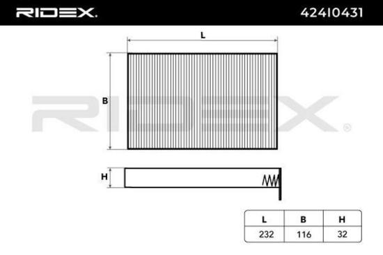 RIDEX 424I0431 Innenraumfilter Pollenfilter Aktivkohlefilter Höhe: 32 Breite: Bild RIDEX 424I0431 Innenraumfilter Pollenfilter Aktivkohlefilter Höhe: 32 Breite: