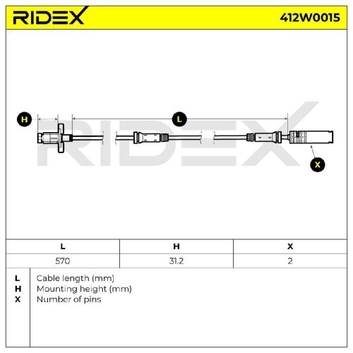 RIDEX ABS-Sensor 412W0015 Vorderachse beidseitig Sensorart: Hallsensor Anzahl Bild RIDEX ABS-Sensor 412W0015 Vorderachse beidseitig Sensorart: Hallsensor Anzahl