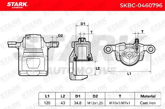 STARK SKBC-0460796 Bremssattel Bremszange Hinten links für NISSAN 440111KD0A Bild STARK SKBC-0460796 Bremssattel Bremszange Hinten links für NISSAN 440111KD0A