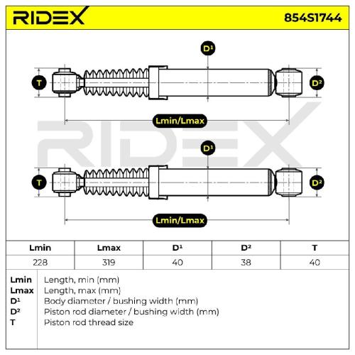 RIDEX 854S1744 2x Stoßdämpfer Öldruck Hinten passend für PEUGEOT 205 II (20A/C) Bild RIDEX 854S1744 2x Stoßdämpfer Öldruck Hinten passend für PEUGEOT 205 II (20A/C)