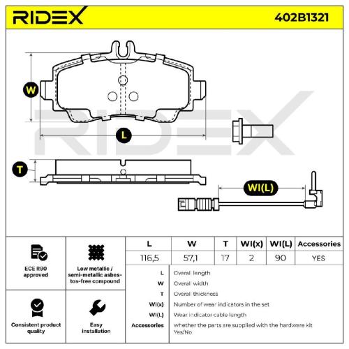 RIDEX Bremsbelagsatz Bremsbeläge Vorne passend für MERCEDES-BENZ A-Klasse (W168) Bild RIDEX Bremsbelagsatz Bremsbeläge Vorne passend für MERCEDES-BENZ A-Klasse (W168)