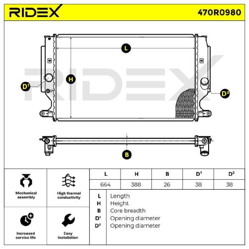 RIDEX 470R0980 Motorkühler / Wasserkühler für TOYOTA AURIS 164000R030 R13116 Bild RIDEX 470R0980 Motorkühler / Wasserkühler für TOYOTA AURIS 164000R030 R13116