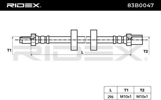 RIDEX Bremsschlauch 83B0047 VORNE BREMSSCHLÄUCHE Länge: 296mm für VW Polo Coupe Bild RIDEX Bremsschlauch 83B0047 VORNE BREMSSCHLÄUCHE Länge: 296mm für VW Polo Coupe