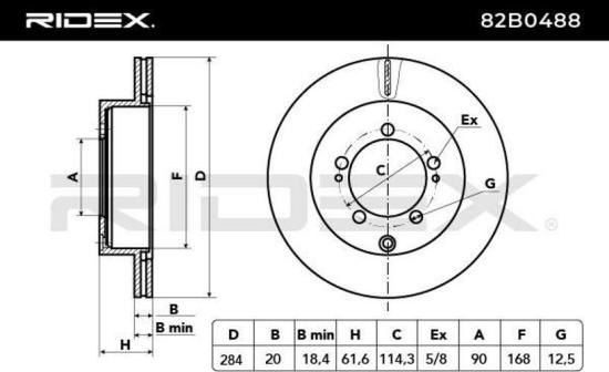 RIDEX 82B0488 2x Bremsscheiben Hinten Ø284mm Belüftet für MITSUBISHI Bild RIDEX 82B0488 2x Bremsscheiben Hinten Ø284mm Belüftet für MITSUBISHI