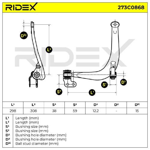 RIDEX 273C0868 Lenker Radaufhängung Querlenker Front für CITROËN 352158 352181 Bild RIDEX 273C0868 Lenker Radaufhängung Querlenker Front für CITROËN 352158 352181