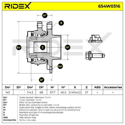 RIDEX 654W0316 Radlagersatz pro 1 Rad Vorne für RENAULT Laguna 1II Grandtour Bild RIDEX 654W0316 Radlagersatz pro 1 Rad Vorne für RENAULT Laguna 1II Grandtour
