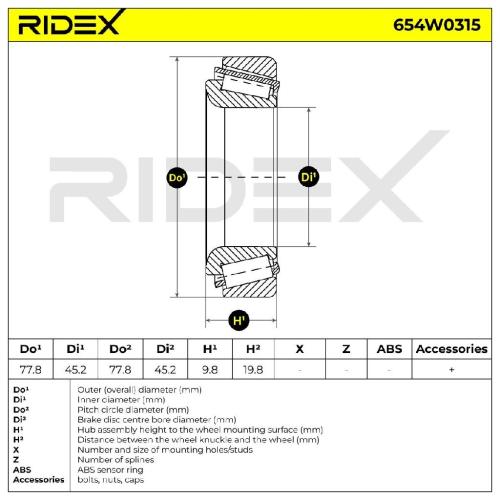 RIDEX 654W0315 Radlagersatz pro 1 Rad Vorne beidseitig Hinten für LAND ROVER Bild RIDEX 654W0315 Radlagersatz pro 1 Rad Vorne beidseitig Hinten für LAND ROVER