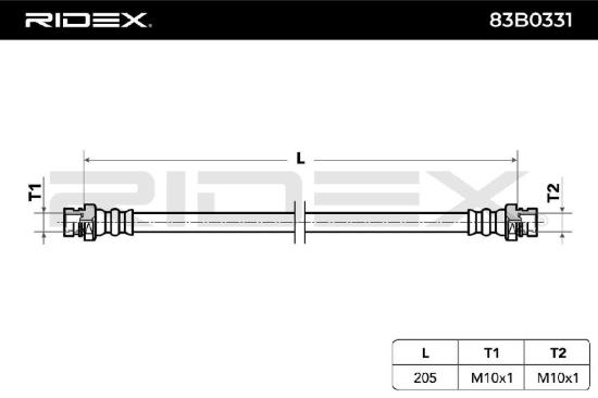RIDEX Bremsschlauch 83B0331 HINTEN BREMSSCHLÄUCHE Länge: 205mm für MITSUBISHI Bild RIDEX Bremsschlauch 83B0331 HINTEN BREMSSCHLÄUCHE Länge: 205mm für MITSUBISHI