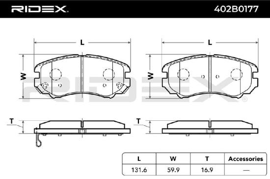 RIDEX Bremsbelagsatz Bremsbeläge Vorne für HYUNDAI ix35 (LM, EL, ELH) für KIA Bild RIDEX Bremsbelagsatz Bremsbeläge Vorne für HYUNDAI ix35 (LM, EL, ELH) für KIA