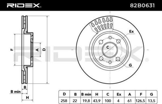 RIDEX 82B0631 2x Bremsscheiben Vorne Ø258mm Belüftet für RENAULT 402060405R Bild RIDEX 82B0631 2x Bremsscheiben Vorne Ø258mm Belüftet für RENAULT 402060405R
