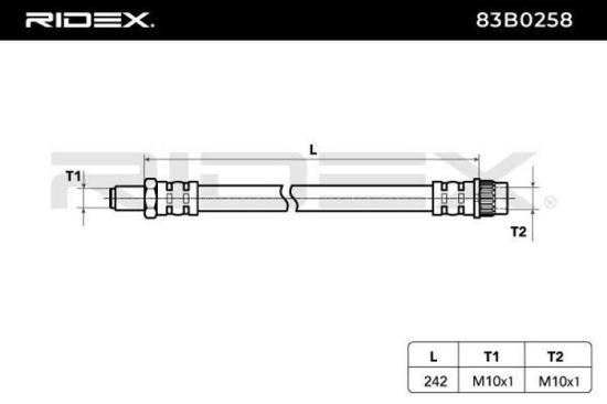 RIDEX Bremsschlauch 83B0258 VORNE beidseitig BREMSSCHLÄUCHE Länge: 242mm Bild RIDEX Bremsschlauch 83B0258 VORNE beidseitig BREMSSCHLÄUCHE Länge: 242mm