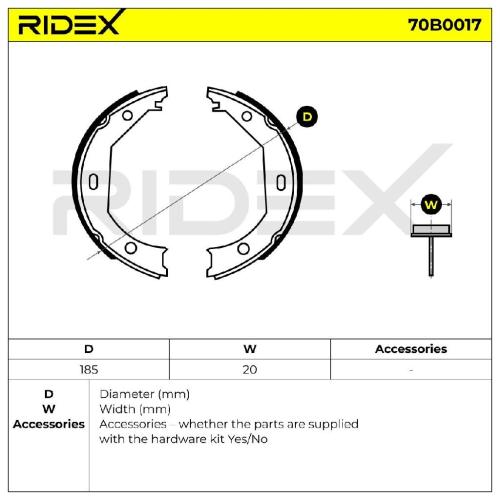 RIDEX Bremsbacken Satz für Trommelbremse Hinten ohne Hebel für BMW 3 Touring Bild RIDEX Bremsbacken Satz für Trommelbremse Hinten ohne Hebel für BMW 3 Touring