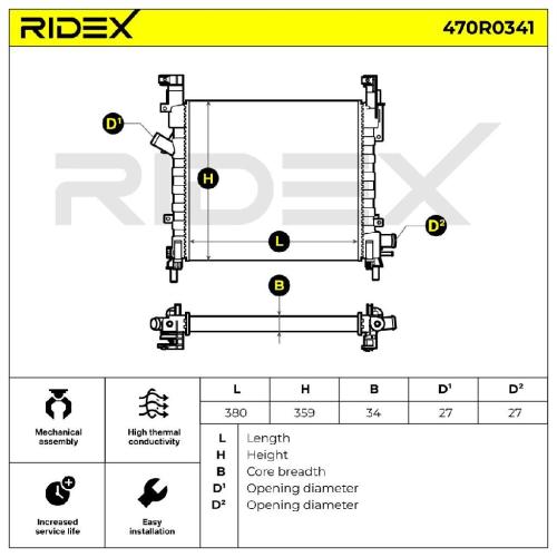 RIDEX 470R0341 Motorkühler / Wasserkühler für FORD KA (RB) 1231795 1S5H8L161BA Bild RIDEX 470R0341 Motorkühler / Wasserkühler für FORD KA (RB) 1231795 1S5H8L161BA