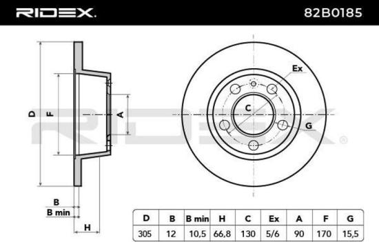 RIDEX 82B0185 2x Bremsscheiben Hinten Ø304,7mm voll für RENAULT 7711948151 Bild RIDEX 82B0185 2x Bremsscheiben Hinten Ø304,7mm voll für RENAULT 7711948151