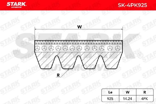 Keilrippenriemen STARK 4PK0925 für TOYOTA Yaris Schrägheck (P9) für CITROËN Bild Keilrippenriemen STARK 4PK0925 für TOYOTA Yaris Schrägheck (P9) für CITROËN