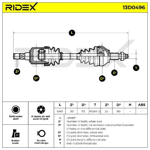 RIDEX Antriebswelle Achswelle Vorderachse/Vorne links für ALFA ROMEO Bild RIDEX Antriebswelle Achswelle Vorderachse/Vorne links für ALFA ROMEO