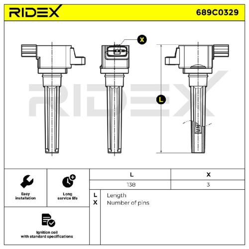 RIDEX 689C0329 Zündspule 12V Anschlussanzahl 3 für MITSUBISHI 1831A042 1832A042 Bild RIDEX 689C0329 Zündspule 12V Anschlussanzahl 3 für MITSUBISHI 1831A042 1832A042