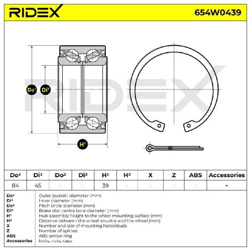 RIDEX 654W0439 Radlagersatz pro 1 Rad Vorne beidseitig für HYUNDAI Tucson Bild RIDEX 654W0439 Radlagersatz pro 1 Rad Vorne beidseitig für HYUNDAI Tucson