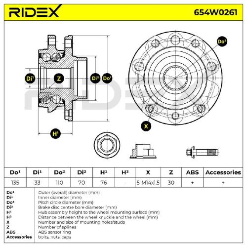 RIDEX 654W0261 Radlagersatz pro 1 Rad Vorne beidseitig für ALFA ROMEO 50702890 Bild RIDEX 654W0261 Radlagersatz pro 1 Rad Vorne beidseitig für ALFA ROMEO 50702890