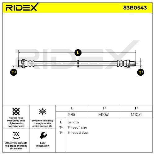 RIDEX Bremsschlauch 83B0543 HINTEN BREMSSCHLÄUCHE für FORD Transit Mk6 Kasten Bild RIDEX Bremsschlauch 83B0543 HINTEN BREMSSCHLÄUCHE für FORD Transit Mk6 Kasten