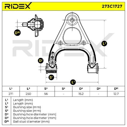 RIDEX 273C1727 Lenker Radaufhängung Querlenker Front links für MAZDA MX-5 I (NA) Bild RIDEX 273C1727 Lenker Radaufhängung Querlenker Front links für MAZDA MX-5 I (NA)