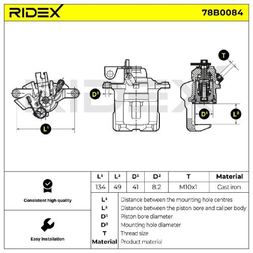 RIDEX 78B0084 Bremssattel Bremszange Hinten links für OPEL Vivaro A Kastenwagen Bild RIDEX 78B0084 Bremssattel Bremszange Hinten links für OPEL Vivaro A Kastenwagen