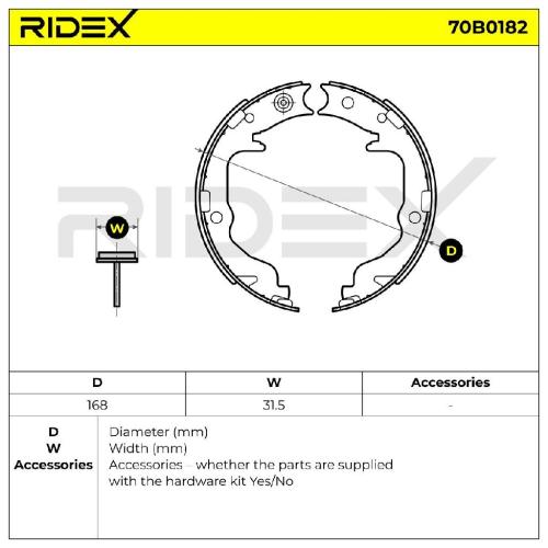RIDEX Bremsbacken Satz für Trommelbremse Hinten ohne Hebel ohne Handbremshebel Bild RIDEX Bremsbacken Satz für Trommelbremse Hinten ohne Hebel ohne Handbremshebel