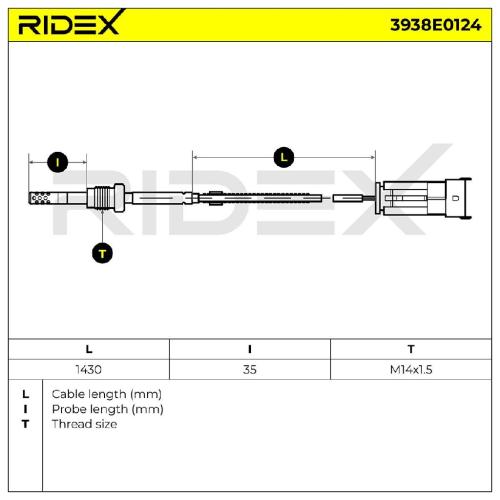 RIDEX 3938E0124 Abgastemperatursensor 2-Polig für OPEL ZAFIRA B (A05) 55563091 Bild RIDEX 3938E0124 Abgastemperatursensor 2-Polig für OPEL ZAFIRA B (A05) 55563091
