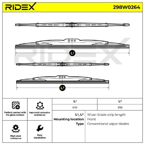 2x RIDEX Scheibenwischer Satz Wischerblätter Satz ohne Spoiler Vorne Länge 1: Bild 2x RIDEX Scheibenwischer Satz Wischerblätter Satz ohne Spoiler Vorne Länge 1: