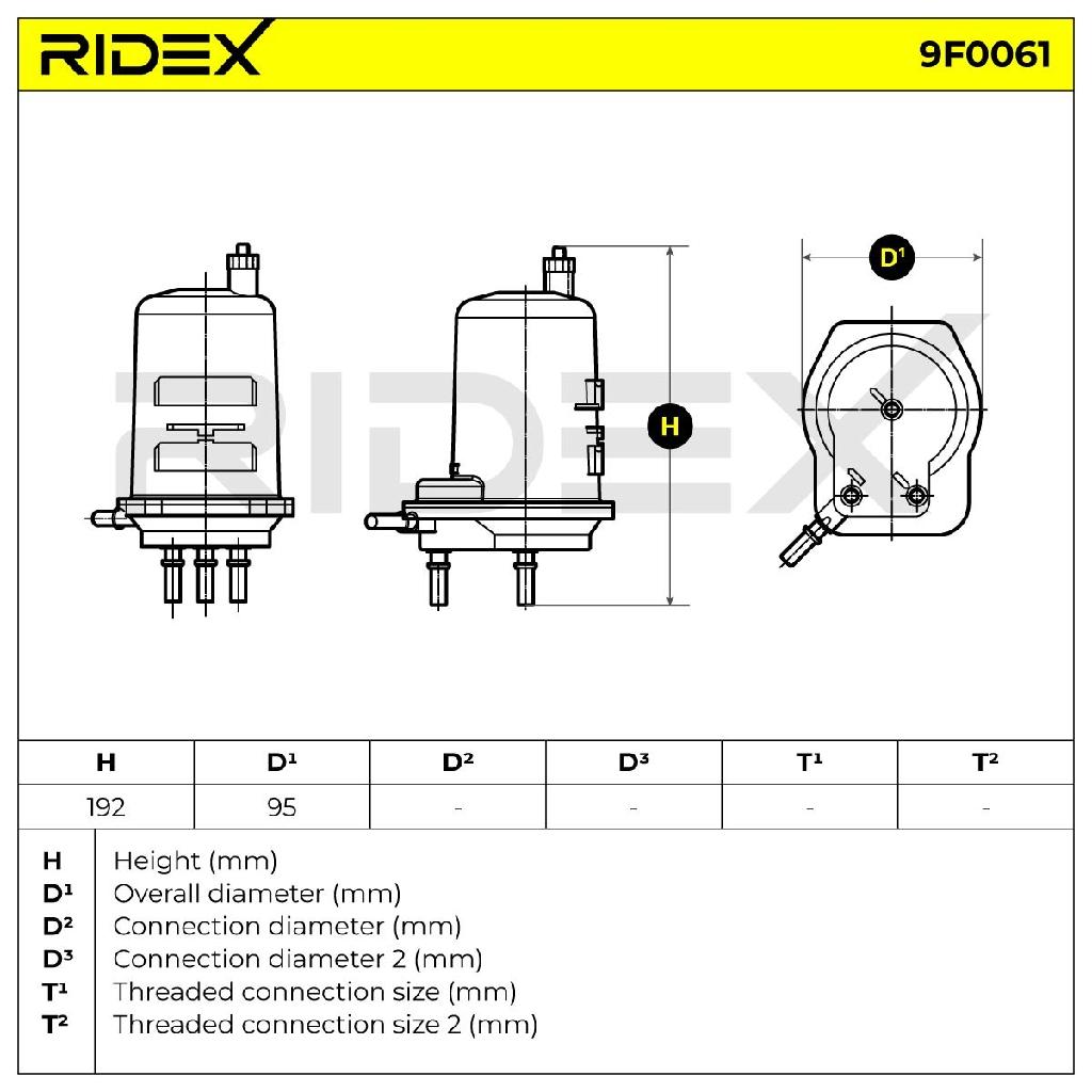 RIDEX 9F0061 Kraftstofffilter Line Filter für RENAULT Clio 1I (BB0/1/2, CB0/1/2)