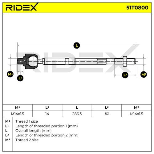 RIDEX Axialgelenk Spurstange Vorne für FIAT QUBO (225) Bild RIDEX Axialgelenk Spurstange Vorne für FIAT QUBO (225)