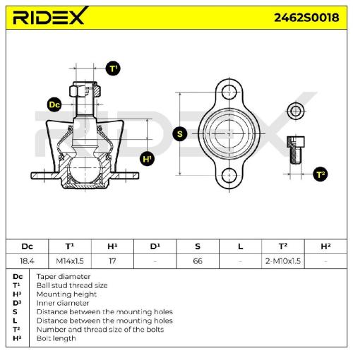 RIDEX 2462S0018 Traggelenk Führungsgelenk Vorne für VW SHARAN (7M8, 7M9, 7M6) Bild RIDEX 2462S0018 Traggelenk Führungsgelenk Vorne für VW SHARAN (7M8, 7M9, 7M6)
