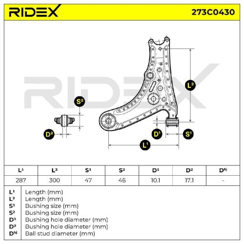 RIDEX 273C0430 Lenker Radaufhängung Querlenker Front beidseitig für VW Lupo Bild RIDEX 273C0430 Lenker Radaufhängung Querlenker Front beidseitig für VW Lupo