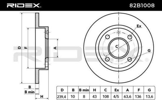 RIDEX 82B1008 2x Bremsscheiben Vorne Ø239mm voll für FORD FIESTA III (GFJ) Bild RIDEX 82B1008 2x Bremsscheiben Vorne Ø239mm voll für FORD FIESTA III (GFJ)