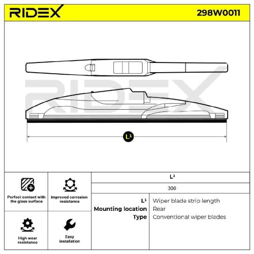 RIDEX 298W0011 Heckscheibenwischer ohne Spoiler Hinten 300mm für TOYOTA für FIAT Bild RIDEX 298W0011 Heckscheibenwischer ohne Spoiler Hinten 300mm für TOYOTA für FIAT