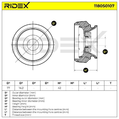 RIDEX 1180S0107 Federbeinstützlager Vorne für AUDI A3 Schrägheck (8L1) 811412355 Bild RIDEX 1180S0107 Federbeinstützlager Vorne für AUDI A3 Schrägheck (8L1) 811412355