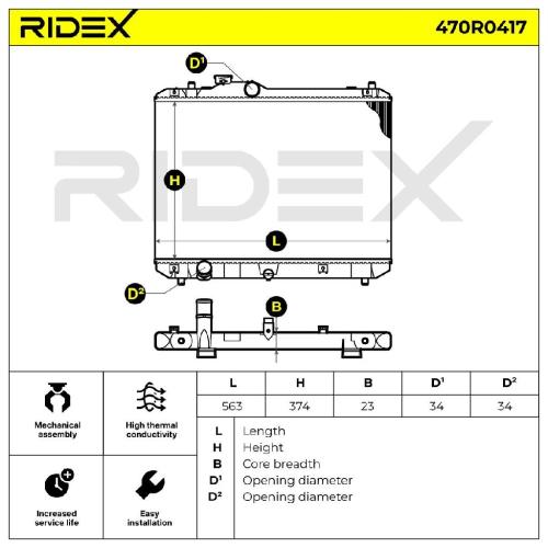 RIDEX 470R0417 Motorkühler / Wasserkühler für SUZUKI SWIFT III (MZ, EZ) Bild RIDEX 470R0417 Motorkühler / Wasserkühler für SUZUKI SWIFT III (MZ, EZ)