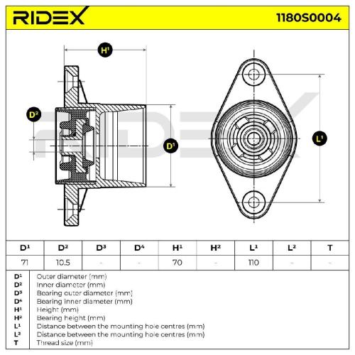 RIDEX 1180S0004 Federbeinstützlager Hinten beidseitig für AUDI A4 Avant Bild RIDEX 1180S0004 Federbeinstützlager Hinten beidseitig für AUDI A4 Avant