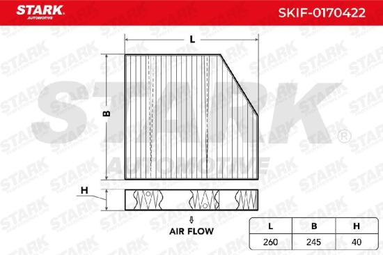 STARK SKIF-0170422 Innenraumfilter Pollenfilter Aktivkohlefilter Höhe: 40 Länge: Bild STARK SKIF-0170422 Innenraumfilter Pollenfilter Aktivkohlefilter Höhe: 40 Länge: