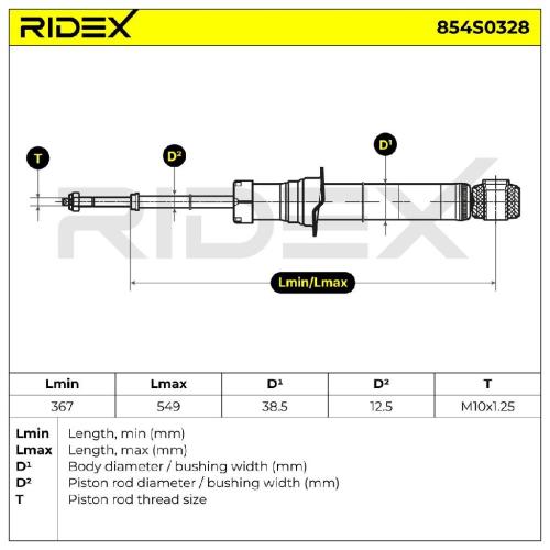 RIDEX 854S0328 2x Stoßdämpfer Gasdruck Hinten für MITSUBISHI MR235611 MR235616 Bild RIDEX 854S0328 2x Stoßdämpfer Gasdruck Hinten für MITSUBISHI MR235611 MR235616