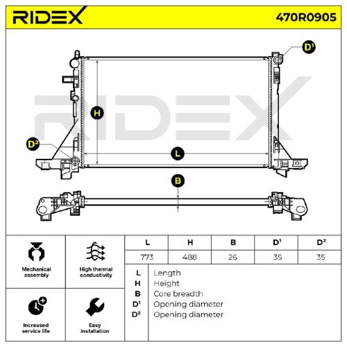 RIDEX 470R0905 Motorkühler / Wasserkühler für RENAULT Master 1II Kasten (FV) Bild RIDEX 470R0905 Motorkühler / Wasserkühler für RENAULT Master 1II Kasten (FV)
