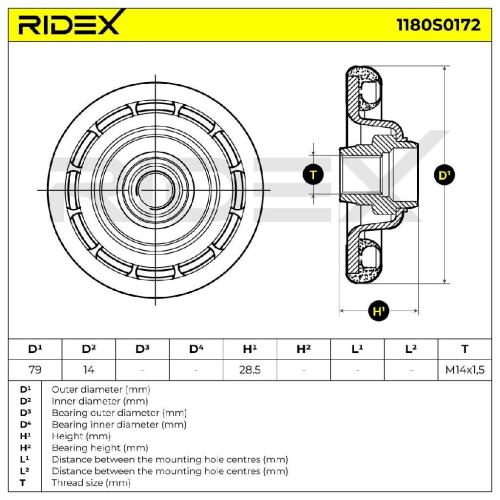 RIDEX 1180S0172 Federbeinstützlager Vorne für RENAULT Clio 1I (BB0/1/2, CB0/1/2) Bild RIDEX 1180S0172 Federbeinstützlager Vorne für RENAULT Clio 1I (BB0/1/2, CB0/1/2)