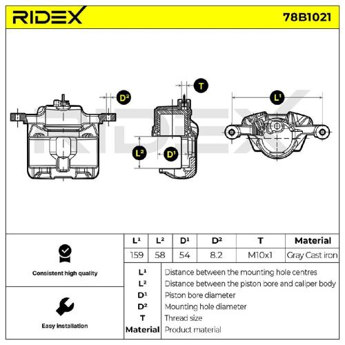 RIDEX 78B1021 Bremssattel Bremszange Vorne links für HONDA CIVIC VI Hatchback Bild RIDEX 78B1021 Bremssattel Bremszange Vorne links für HONDA CIVIC VI Hatchback