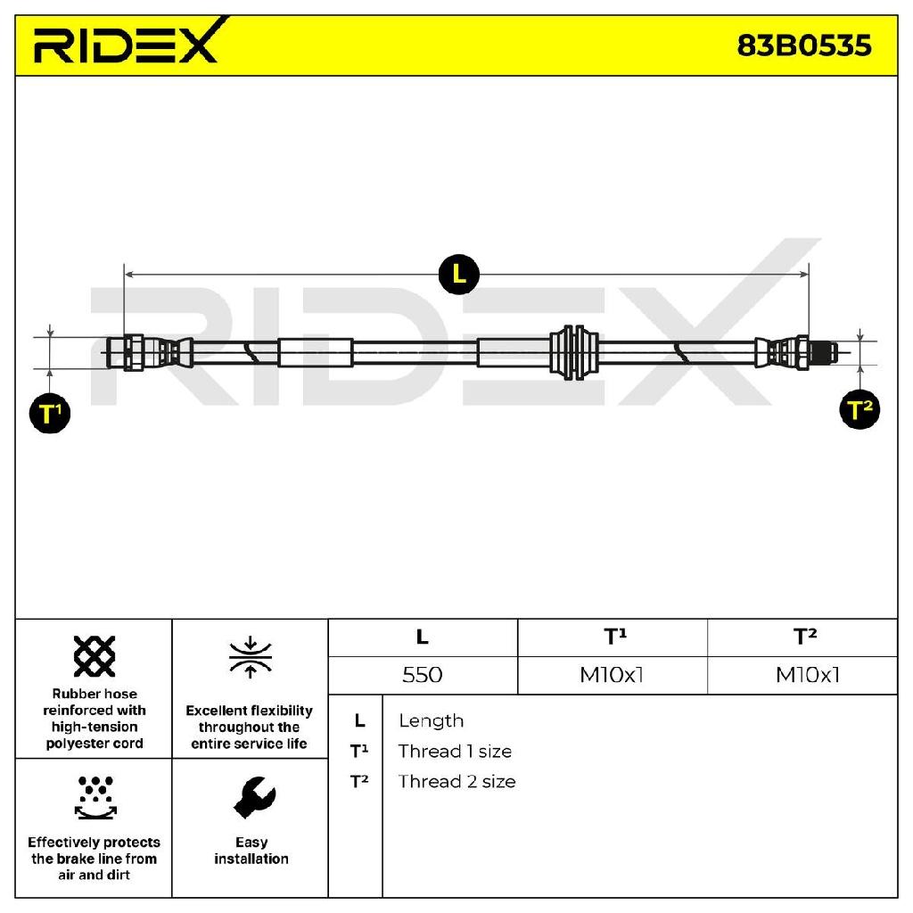 RIDEX Bremsschlauch 83B0535 VORNE beidseitig BREMSSCHLÄUCHE für MINI Schrägheck