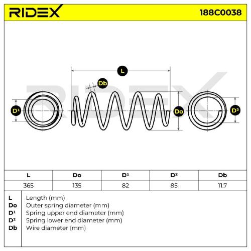 RIDEX 188C0038 2x Federn Fahrwerksfedern Vorne für VW POLO (9N) 6Q0411105S Bild RIDEX 188C0038 2x Federn Fahrwerksfedern Vorne für VW POLO (9N) 6Q0411105S