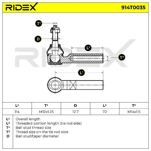RIDEX Spurstangenkopf Vorderachse beidseitig Traggelenk 914T0035 für CHRYSLER Bild RIDEX Spurstangenkopf Vorderachse beidseitig Traggelenk 914T0035 für CHRYSLER