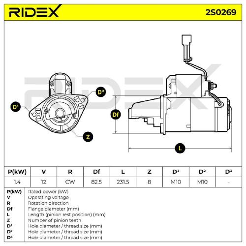 RIDEX Motor Starter/Anlasser 1,4kW für NISSAN PRIMERA (P11) PRIMERA Hatchback Bild RIDEX Motor Starter/Anlasser 1,4kW für NISSAN PRIMERA (P11) PRIMERA Hatchback