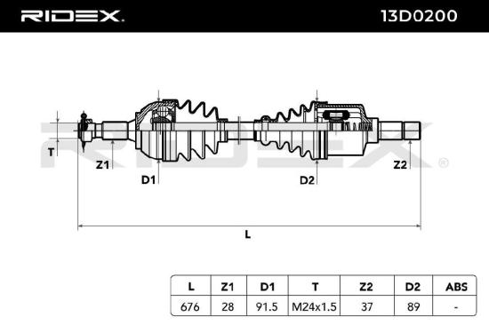 RIDEX Antriebswelle Achswelle Vorderachse/Vorne links für CITROËN 13D0200 Bild RIDEX Antriebswelle Achswelle Vorderachse/Vorne links für CITROËN 13D0200